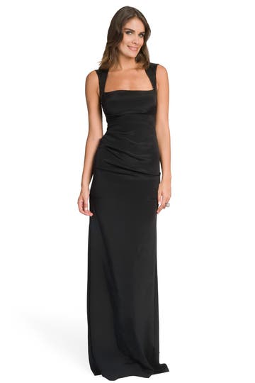 Black Open Back Sequin Gown