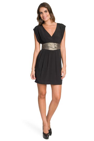 Black Embroidered Keyhole Dress