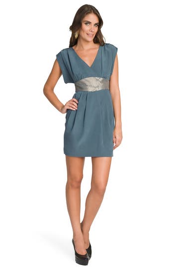 Sage Embroidered Keyhole Dress