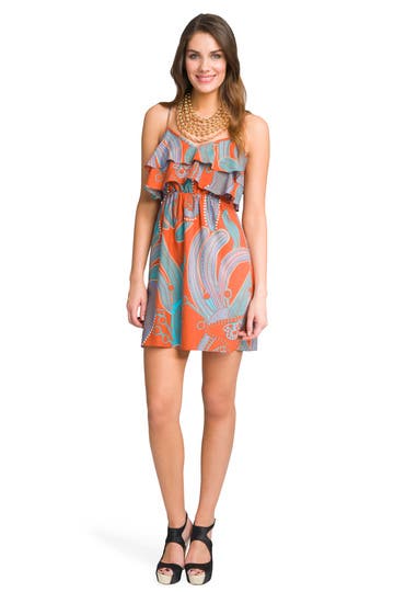 Vintage Printed Ruffle Dress