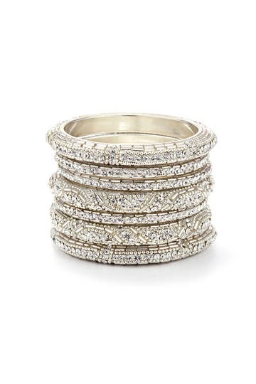 Silver Glitz Bangle Set