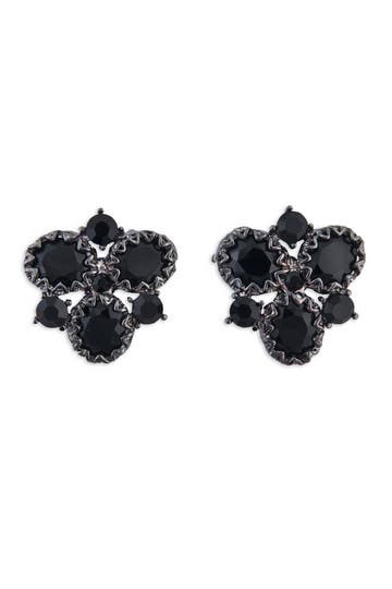 Black Crystal Cluster Earrings