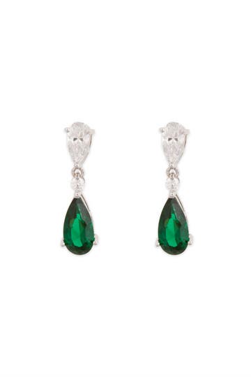 Emerald Tear and Crystal Drop Earrings