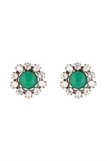 Vintage Jade Crystal Studs 