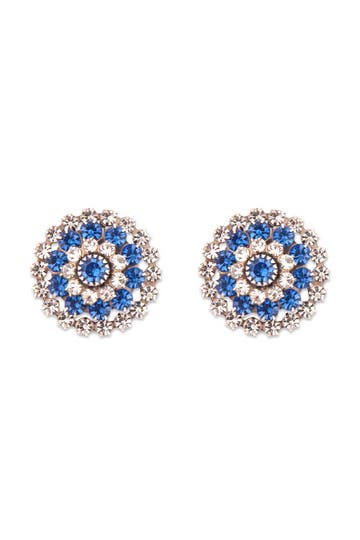 Crystalized Blue Mum Earrings