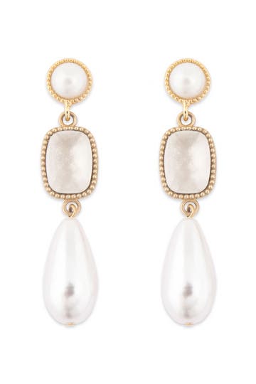 Society Pearl Tear Drop Earrings