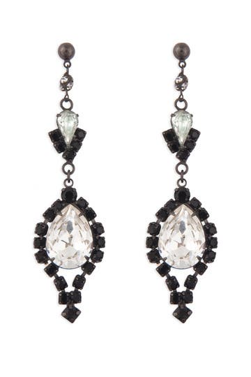 Black and Crystal Chandelier Earrings