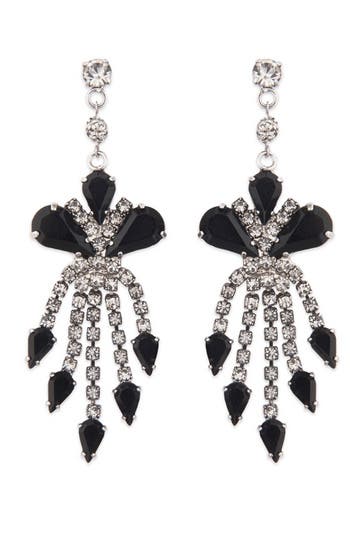 Black and Crystal Waterfall Earrings