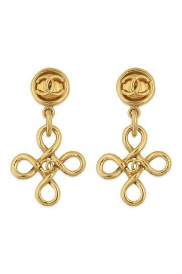 Vintage Chanel Coco Cross Dangle Earring