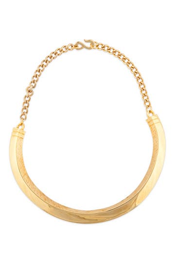 Gold Textured Bib Necklace