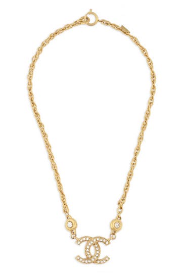 Vintage Chanel CC In Crystals Necklace