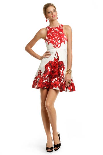 Red Rococo Print Dress