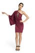 Burgundy One shoulder draped dress by Yigal Azrouël