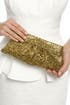 Gold Eve Glitter Encrusted Clutch by Lauren Merkin