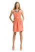 Coral Geometric Neck Dress by alldressedup