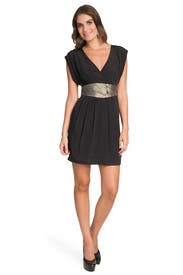 Black Embroidered Keyhole Dress