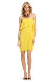 Yellow Peacock Chiffon Dress 