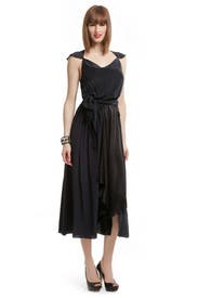 Navy Silk Wrap Dress