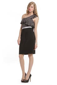 Charcoal Colorblock Ruffle Dress