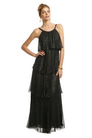 Golden Lurex Tiered Gown 