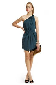 Teal Rosette Tie Dress