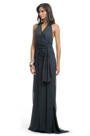 Prussian Chiffon Draped Gown