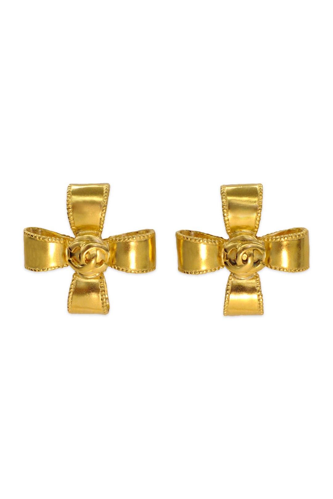 Vintage Chanel Cross Ribbon Earrings by Decades Vintage