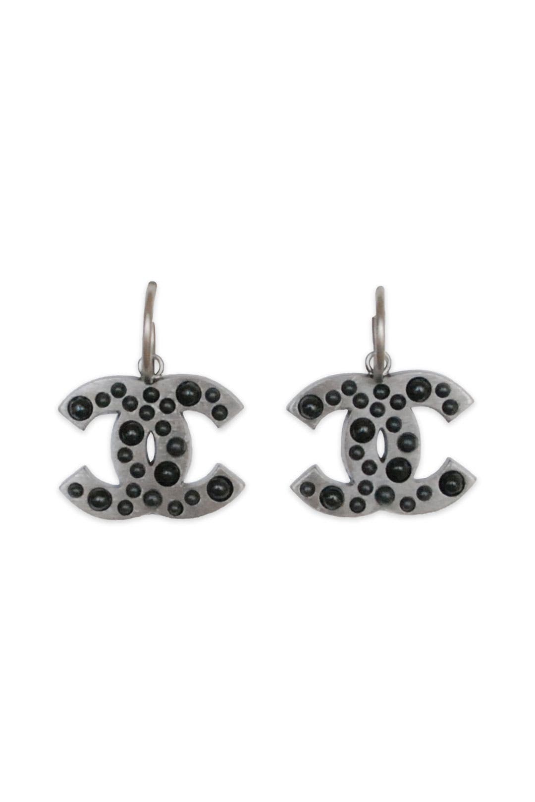 Vintage Chanel Pewter CC Dangle Earring by Decades Vintage