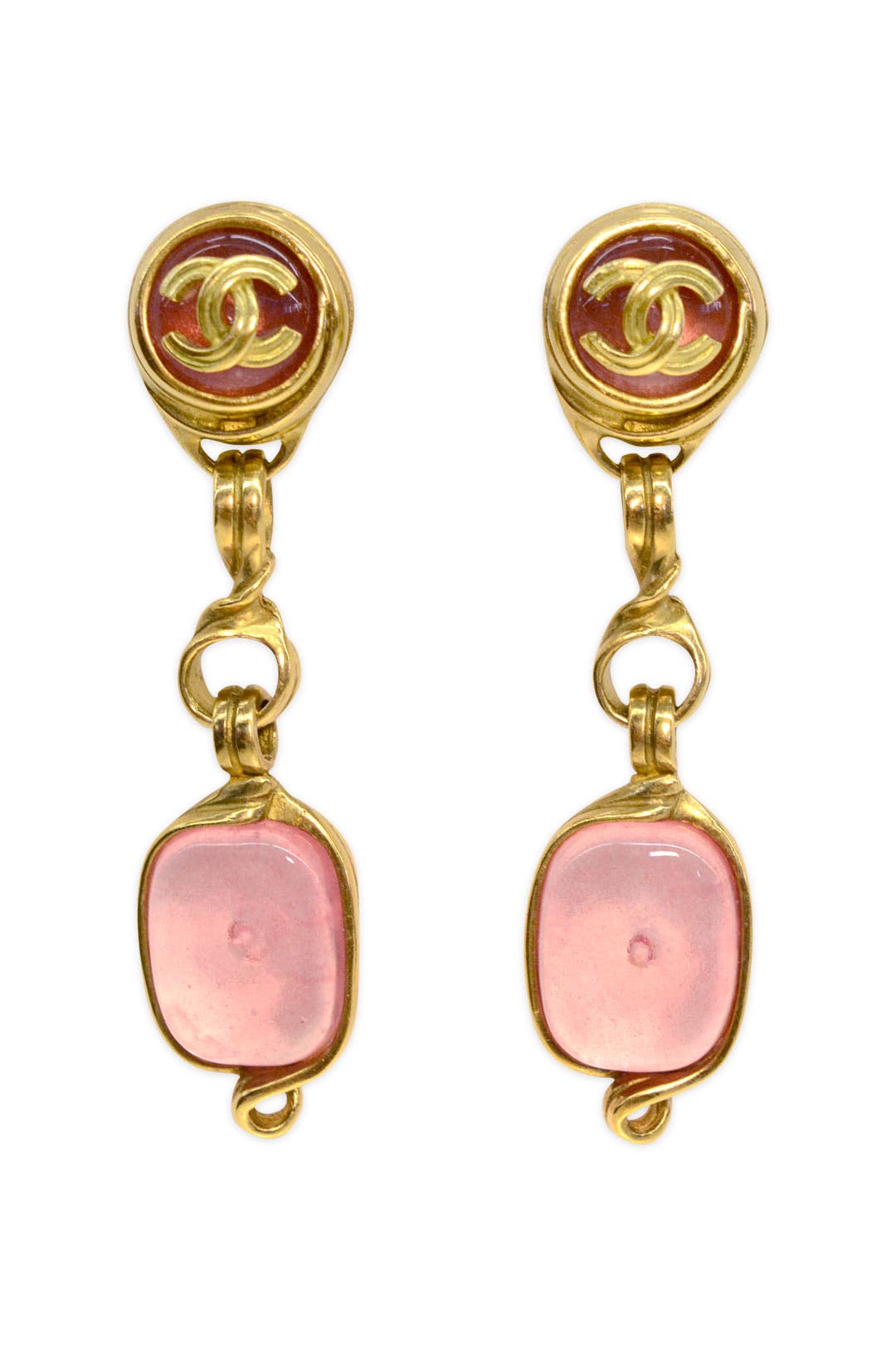 Vintage Chanel Pink Gripoix Drop Earrings by WGACA Vintage