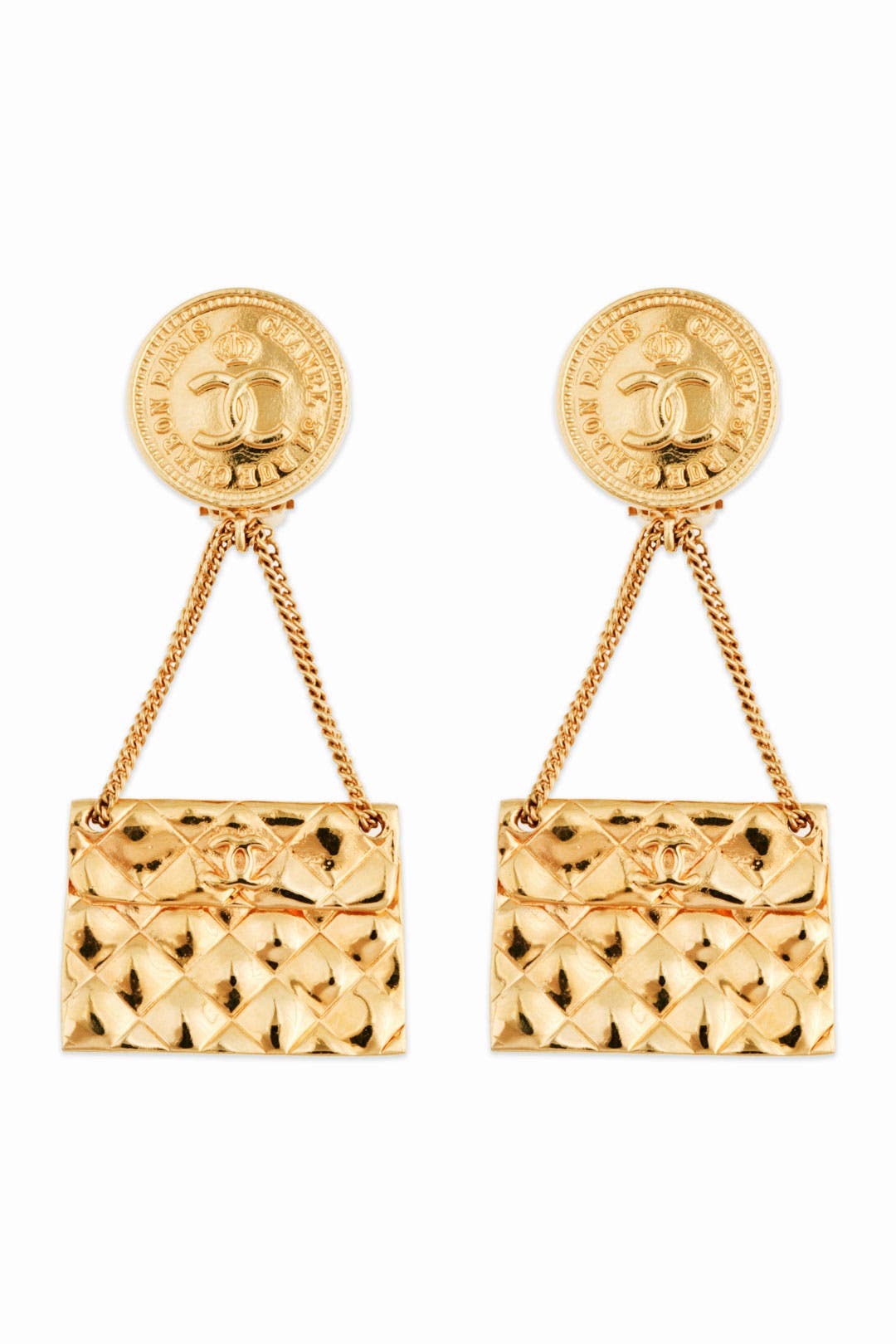 Vintage Chanel Flap Bag Earrings by WGACA Vintage