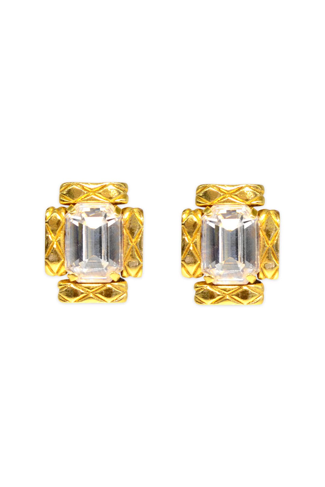 Vintage Chanel Crystal Rectangle Earrings by WGACA Vintage