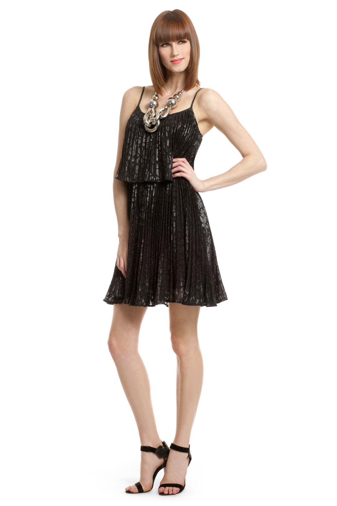 Metallic Accordion Dress by Halston Heritage