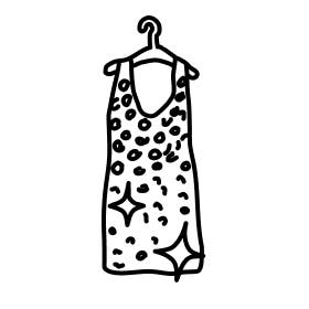 sparkly leopard dress on a hanger
