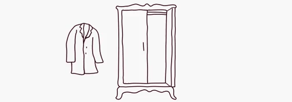 animation of coat going into a wardrobe